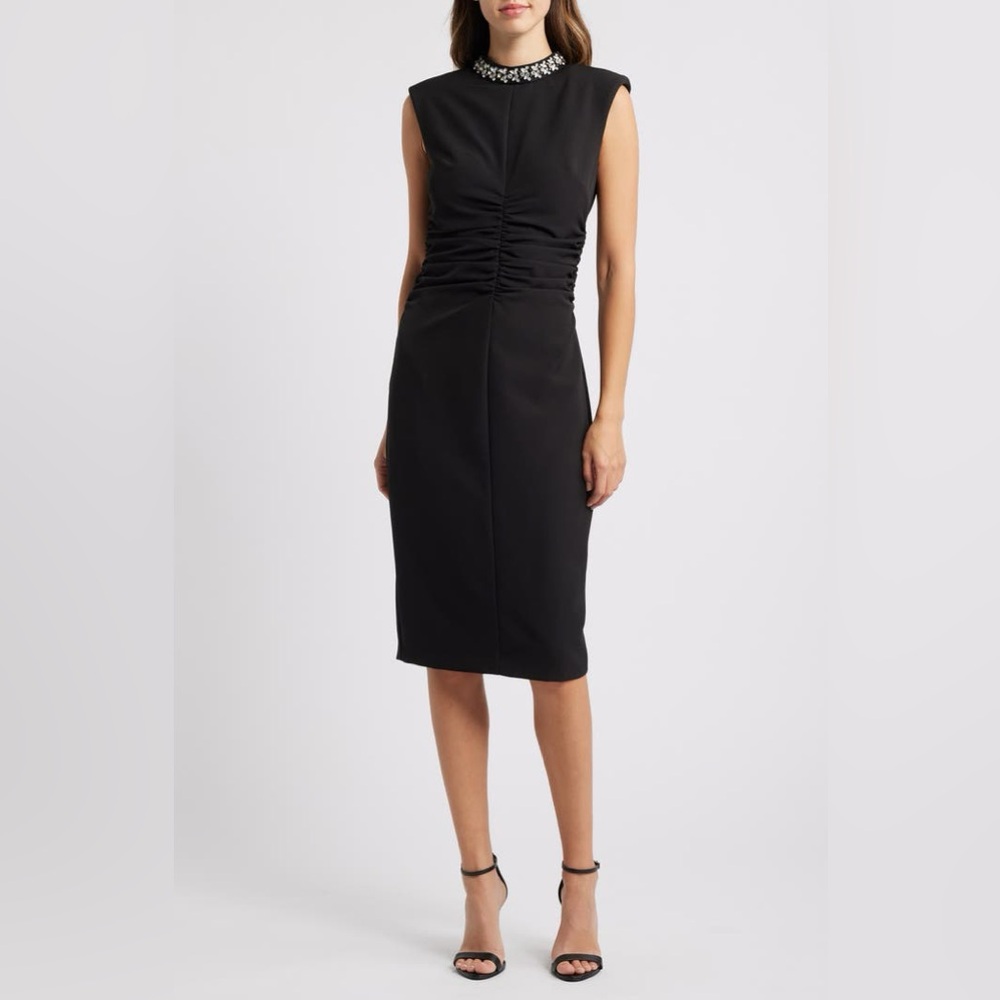 Eliza J - Embellished Mock Neck Sheath Dress - Size 10